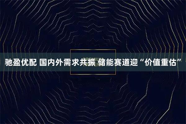 驰盈优配 国内外需求共振 储能赛道迎“价值重估”